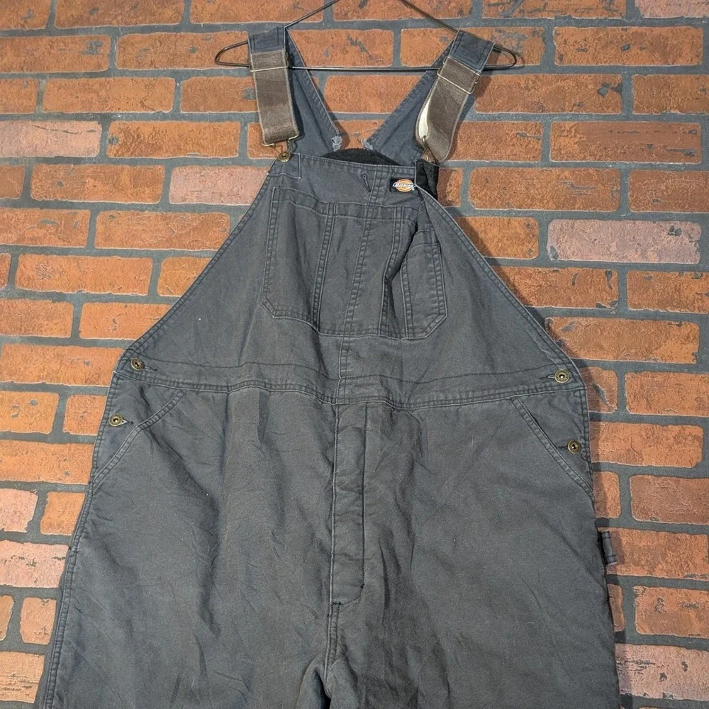 Dickies Black Quilted Insulated Zip Leg Overalls Mwn's 2XL Winter Workwear - Picture 3 of 12